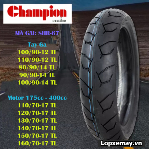 Lốp xe champion shr67 chính hãng 11090-12 cho scoopy - 1
