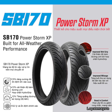 Lốp xe deli sb 170 power storm xp 8090-14 air blade vision vario - 2