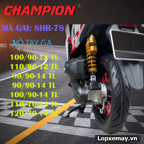 Lốp xe Champion SHR78 chính hãng 110/90-12 cho Scoopy